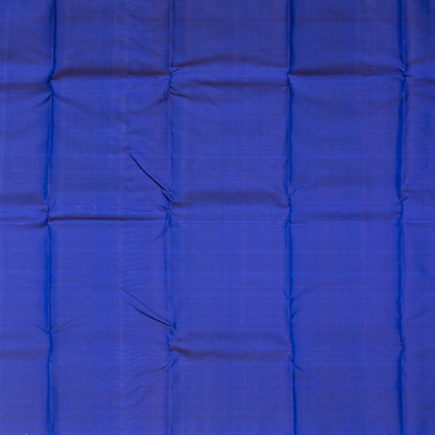 Blue Handloom Kanchipuram Silk Saree With Temple Border