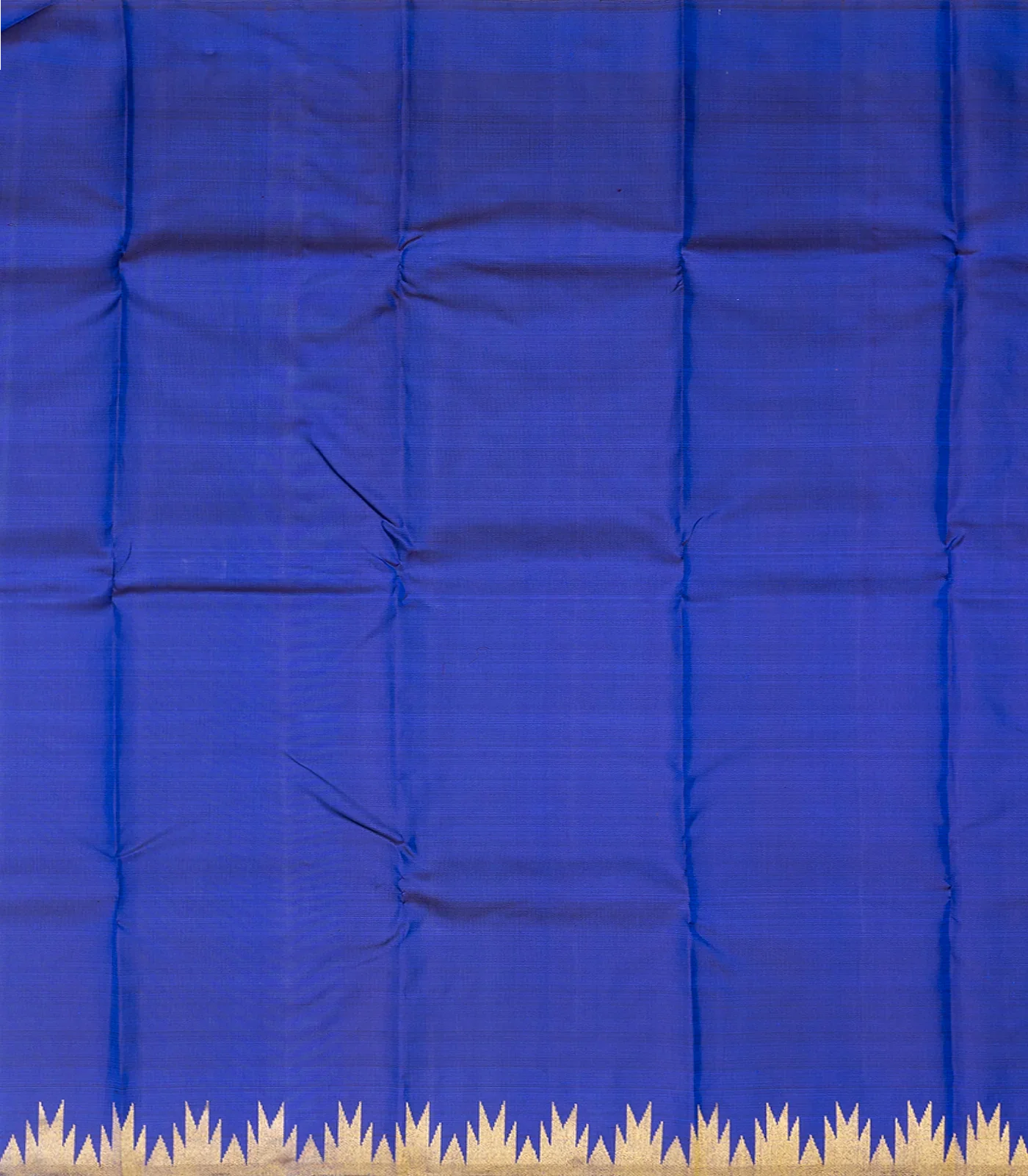 Blue Handloom Kanchipuram Silk Saree With Temple Border
