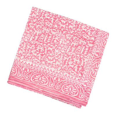 Baby Pink Woven Jaipur Cotton Saree Printed With White Animal Motifs