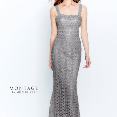 Montage 120916 Sequin Long Metallic Formal Dress