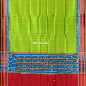 Parrot Green Kathiphera Odisha Ikat Khandua Silk Saree
