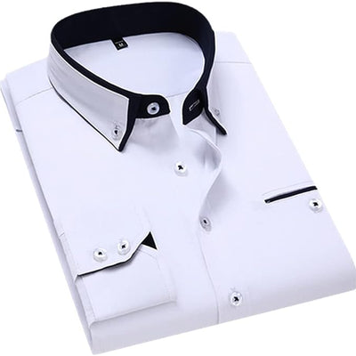Down Collar Cotton Blend Solid Shirt For Man (White)