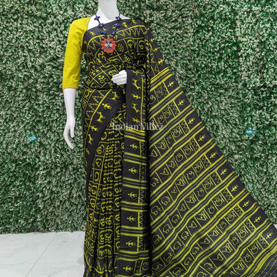 Black  Neon Odia Barnamala Contemporary Silk Saree