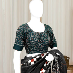 Cyan Blue Odisha Ikat Sambalpuri Cotton Blouse
