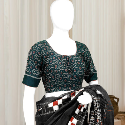 Cyan Blue Odisha Ikat Sambalpuri Cotton Blouse