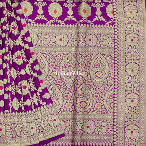 Purple Designer Handwoven Banarasi Meenakari Katan Silk Saree