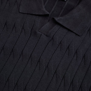 Black Knitted Polo T-Shirt