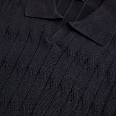 Black Knitted Polo T-Shirt