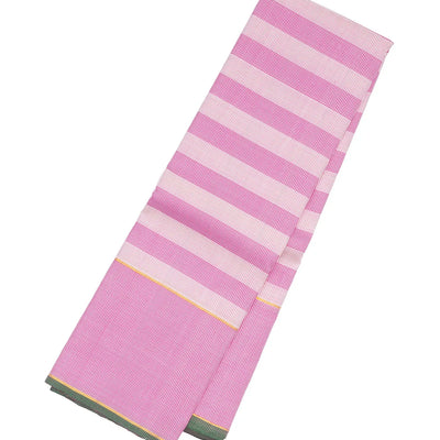 Pink & White Handloom Kanchipuram Silk Saree With Checks