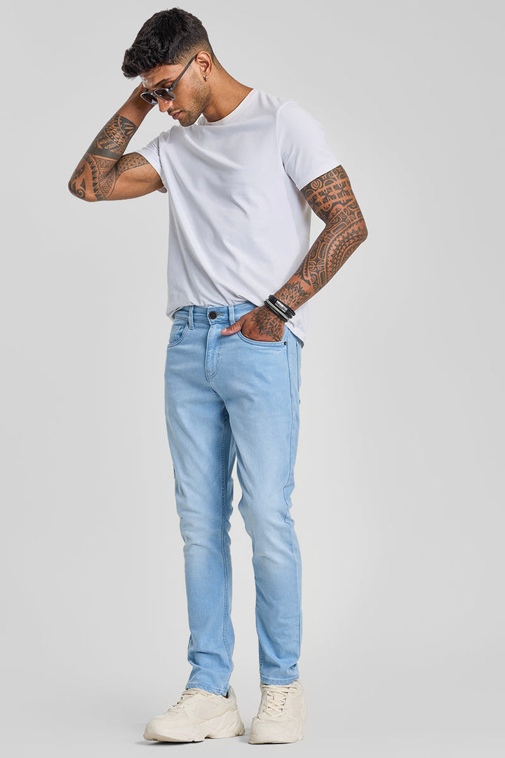 Light Blue Tapered Fit Jeans