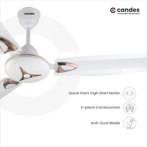 Candes Star High Speed Decorative Anti-Dust Ceiling Fan with 405 RPM with 2 Years Of Warranty (1200mm, White) (Pack of 1)