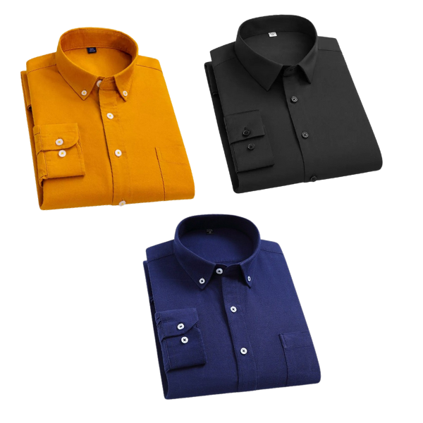 Combo of 3 Cotton Shirt for Man ( Mustard,Black and Navy Blue )