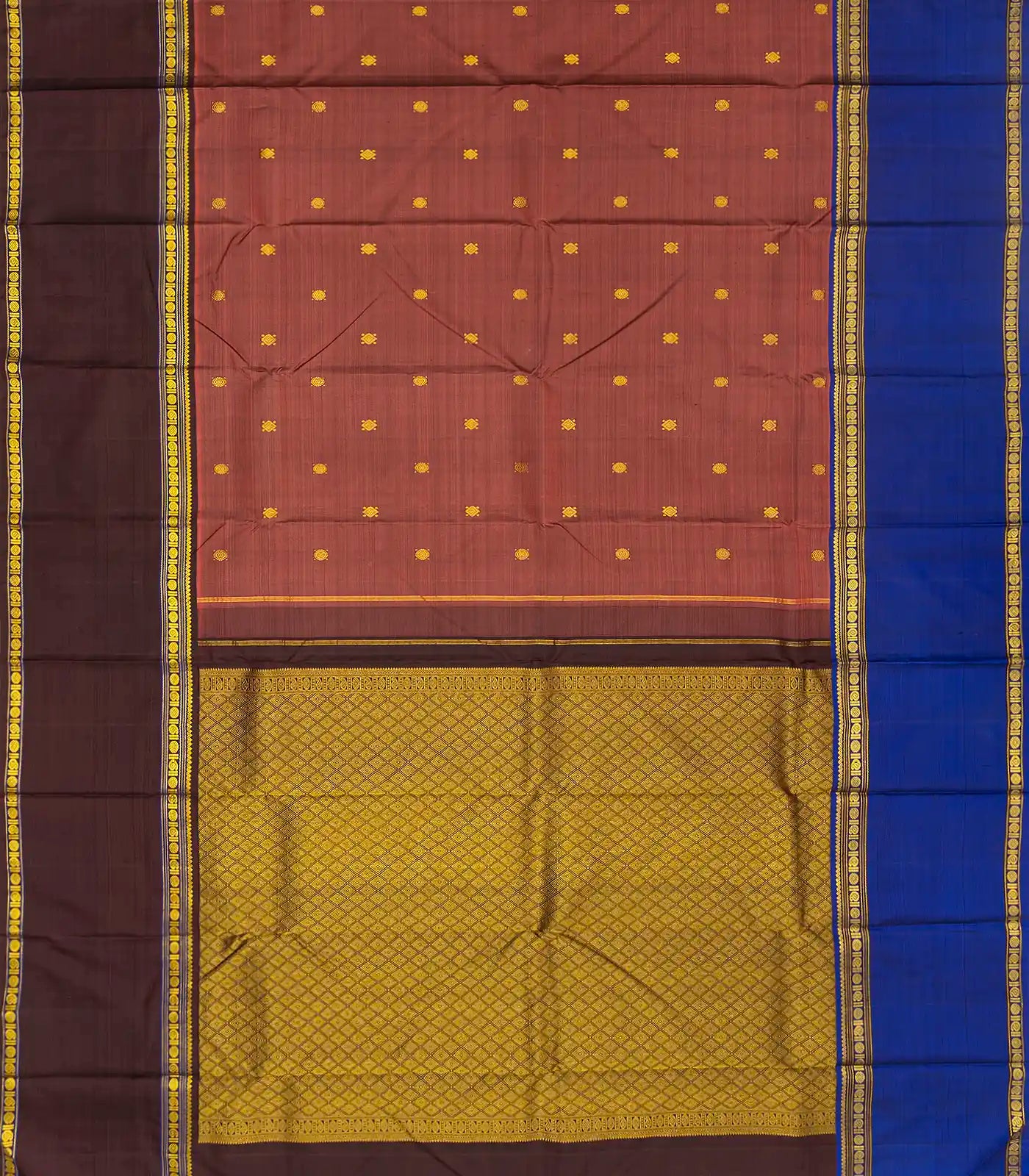 Chestnut Pink Handloom Kanchipuram Silk Saree With Diamond Buttas