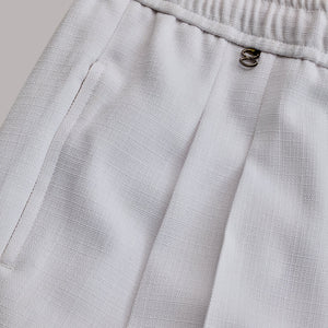 White Textured Relaxed Fit Trousers