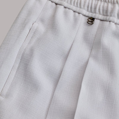 White Textured Relaxed Fit Trousers