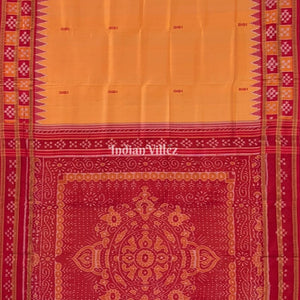 Deep Yellow Double Border Pasapalli Fish Motif Khandua Silk Saree