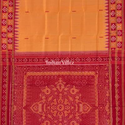 Deep Yellow Double Border Pasapalli Fish Motif Khandua Silk Saree