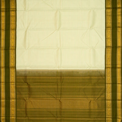 Light Green Handloom Kanchipuram Korvai Silk Saree With Stripes