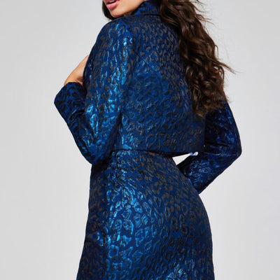 Jovani 42134 Short Printed Metallic Two Piece Mini Cocktail Dress