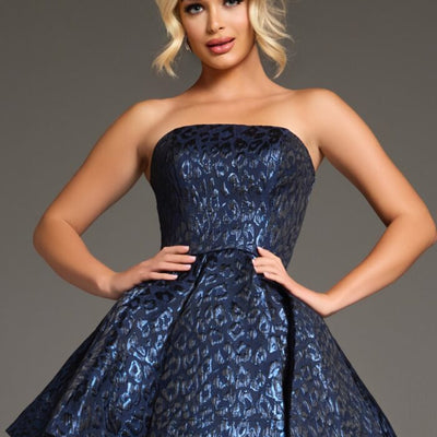 Jovani 42135 Short Textured Bodice A Line Cocktail Dress