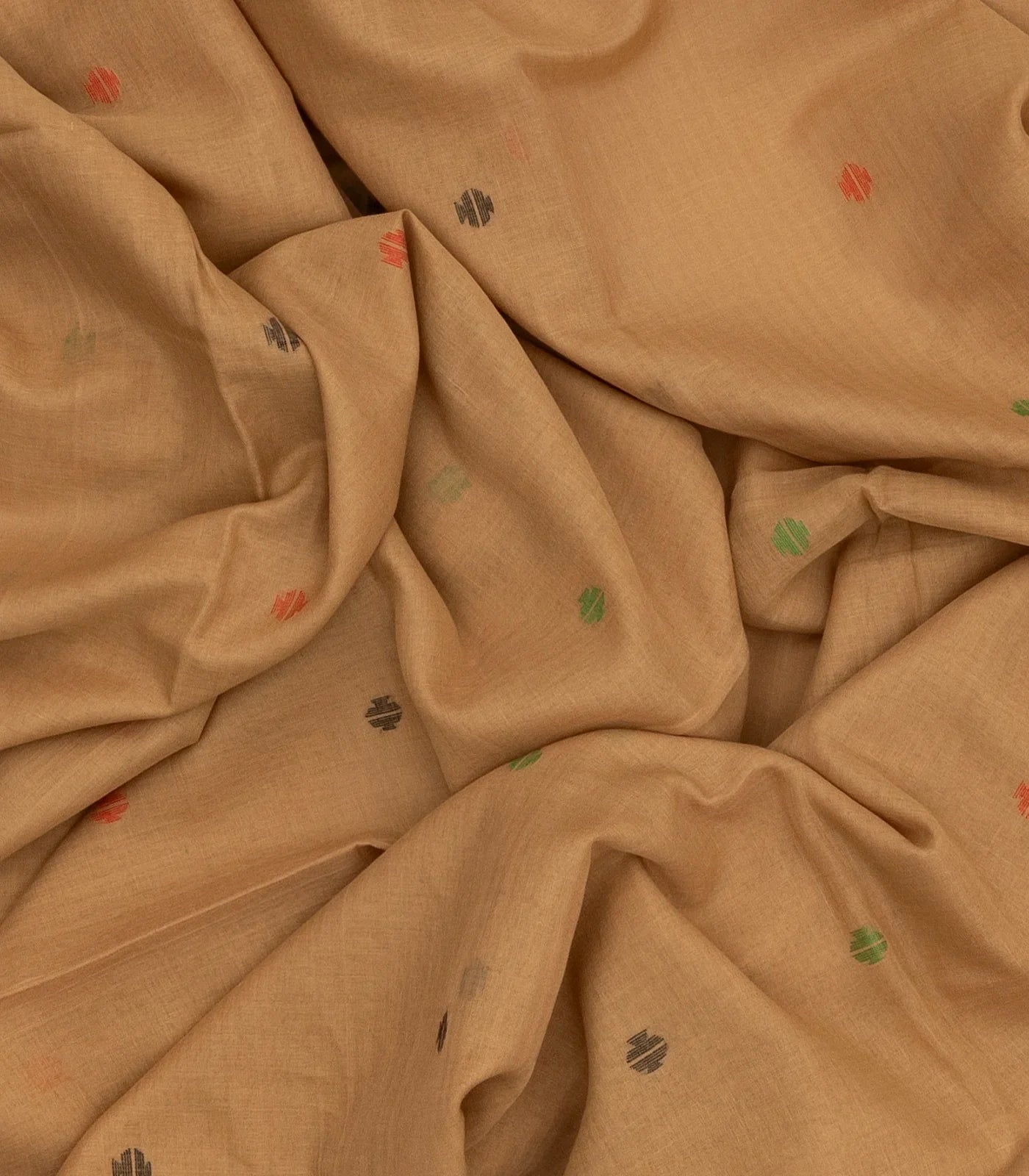 Beige Handloom Bengal Cotton Saree With Horse Motifs