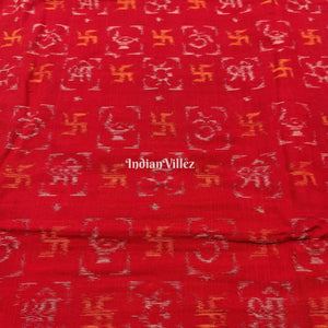 Red Swastika Odisha Ikat Sambalpuri Cotton Fabric