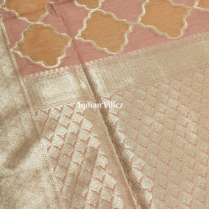 Lavender Orange Zari Woven Banarasi Tissue Saree