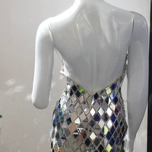 Mirror Beaded Short V-Neck Dress by Jovani 42208