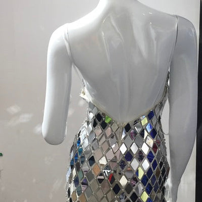 Mirror Beaded Short V-Neck Dress by Jovani 42208
