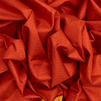 Red Handloom Kanchipuram 9 Yards Payadi Silk Saree With Zari Border