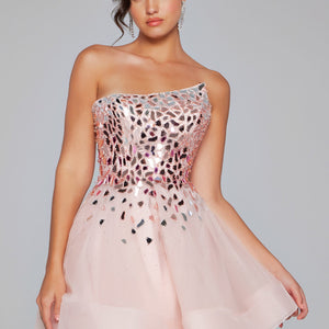 Organza Short One Shoulder A-line Dress by Jovani 42282