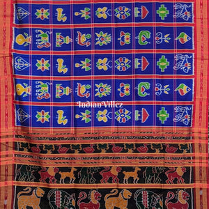 Violet Blue Odisha Ikat Nabakothi Khandua Silk Saree