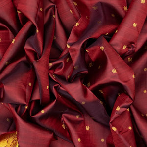 Maroon Handloom Kanchipuram Silk Saree With Annam Buttas