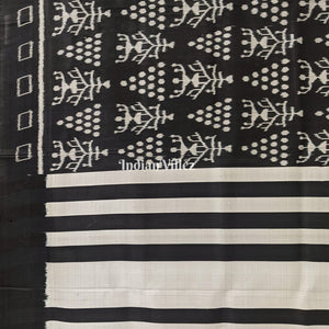 Black White Tribal Jhoti Contemporary Silk Saree