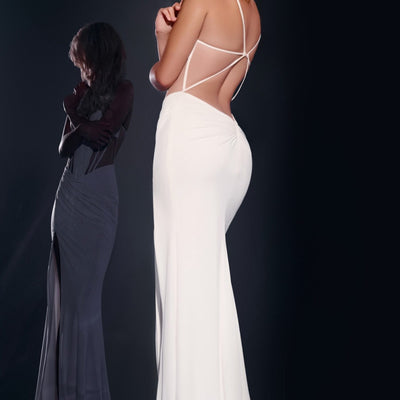 Fitted Sleeveless Corset Slit Gown by Jovani 42534