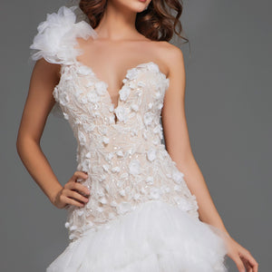 Jovani 42536 Short Fitted Floral Beaded Casual Wedding Dress