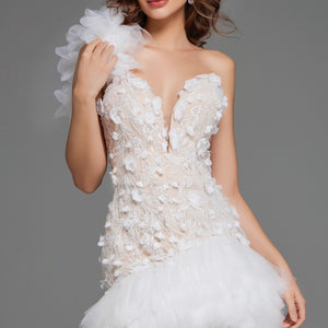 Jovani 42536 Short Fitted Floral Beaded Casual Wedding Dress