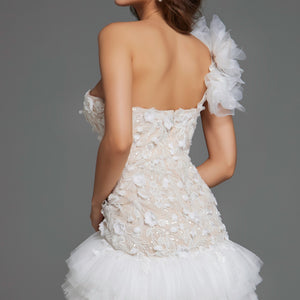 Jovani 42536 Short Fitted Floral Beaded Casual Wedding Dress
