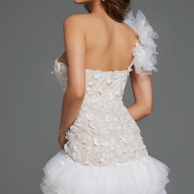 Jovani 42536 Short Fitted Floral Beaded Casual Wedding Dress