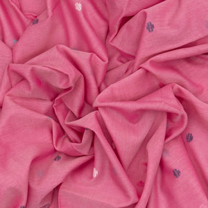 BubbleGum Pink Handloom Bengal Cotton Saree With Buttas