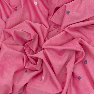 BubbleGum Pink Handloom Bengal Cotton Saree With Buttas
