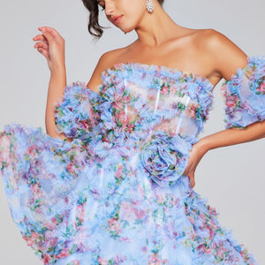 Print Short Off Shoulder Ruffled Dress by Jovani 42573