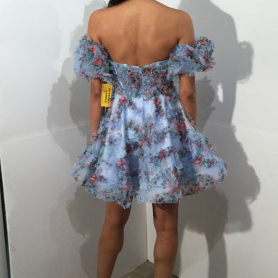 Print Short Off Shoulder Ruffled Dress by Jovani 42573