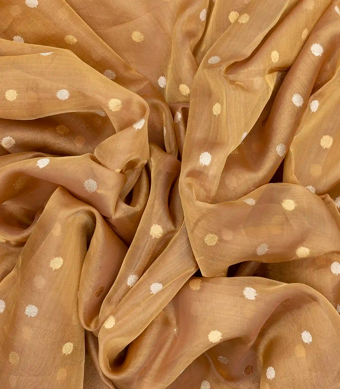 Gold Handloom Banarasi Tissue Silk Saree With Jaal Motifs