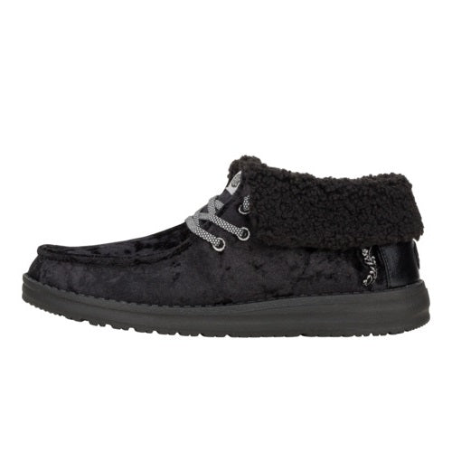 Wendy Fold Crushed Velvet - Black/Black