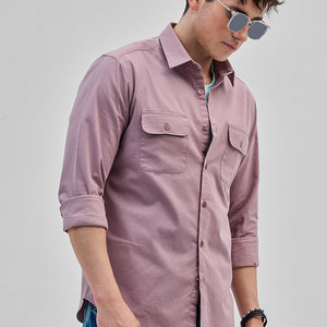 Mauve Solid Double Pocket Overshirt