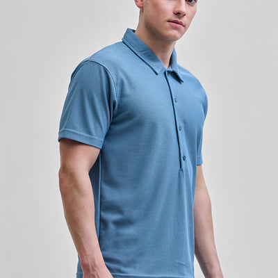 Blue Textured Polo T-Shirt
