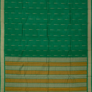 Green Handloom Kanchi Cotton Saree With Raindrop Buttas