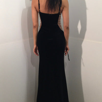 Velvet Fitted Sleeveless Slit Gown by Jovani 42783