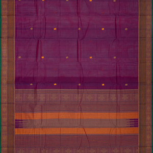 Purple Handloom Kanchi Cotton Saree With Annam Buttas